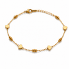 Gold Plated Multi-Colour Heart Charm Dual Strand Delicate Chain Bracelet with Lobster Clasp