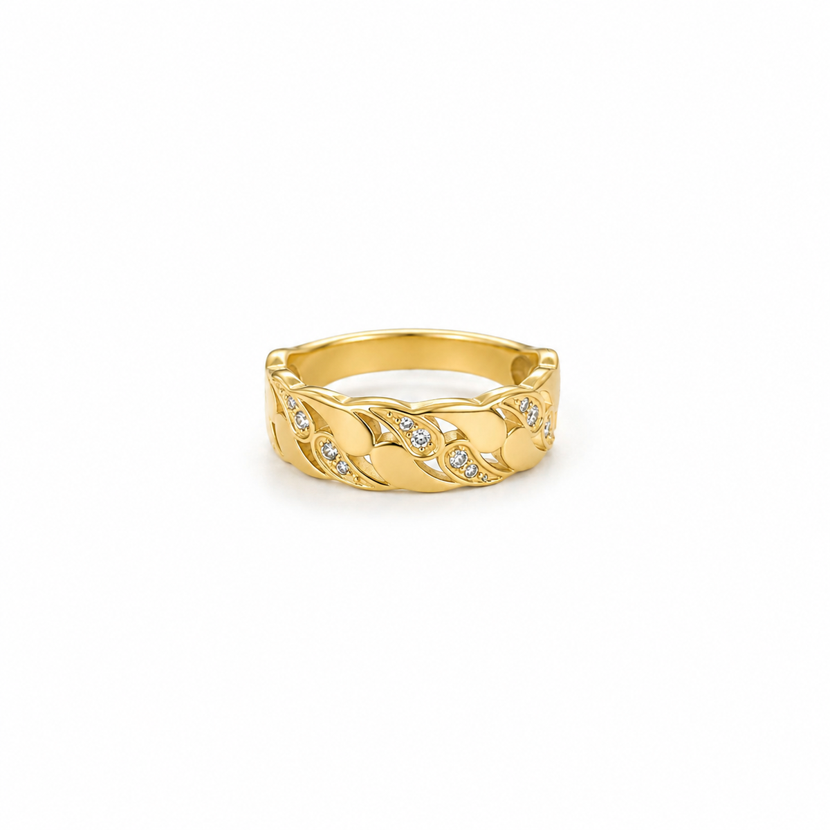 Anti tranish Gold plated Imperial curve with CZ stone Rings for adults - 1PC