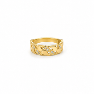 Anti tranish Gold plated Imperial curve with CZ stone Rings for adults - 1PC