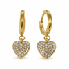 Earrings Gold-Tone Heart Charm Hoop Drop Earrings