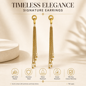 Earrings Gold-Tone Trilliant Cut Stone Drop Earrings - House of Viya