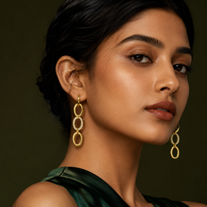 Earrings Gold-Tone Concentric Circle Crystal Earrings - House of Viya