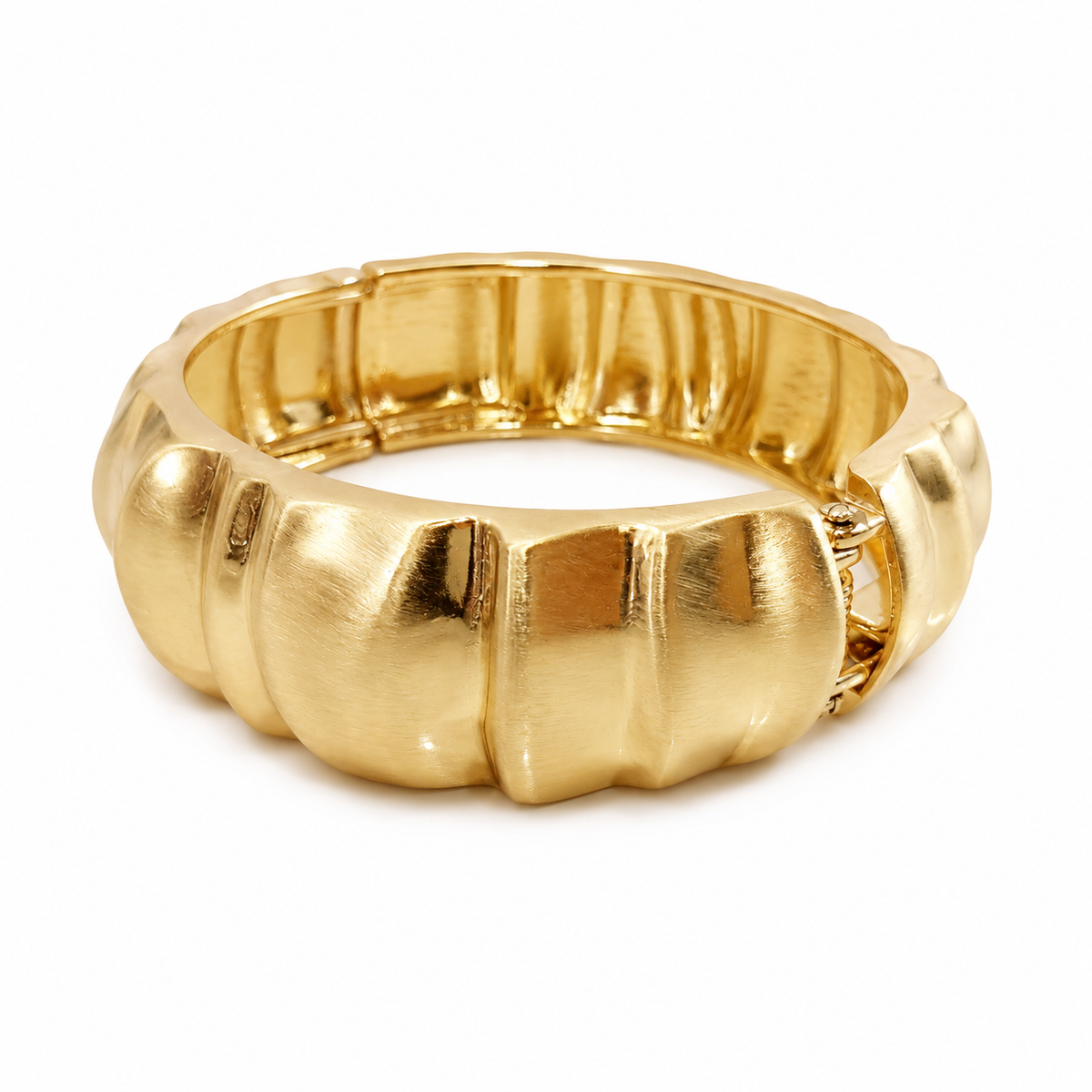 Kadas Gold-Tone Fluted Openable Broad Kada