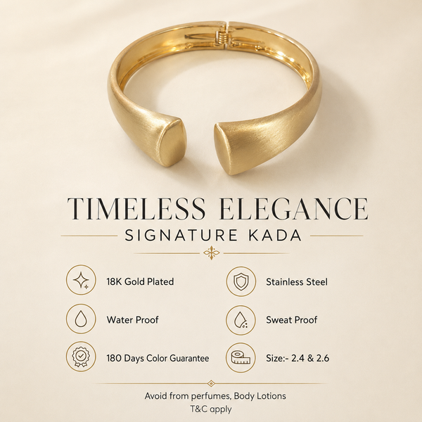 Kadas Gold-Tone Modern Broad Kada