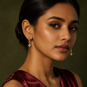 Earrings Gold-Tone Diamond Cluster Hoop Drop Earrings