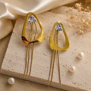 Earrings Gold-Tone Parallel Bar Linear Stone Earrings - House of Viya