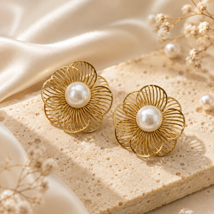 Earrings Gold-Tone Trillion Crystal Cluster Earrings - House of Viya