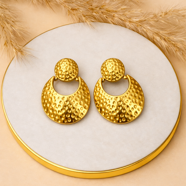 Anti-Tarnish Gold Plated Hanging Absolute Abstract Earrings - 1 Pair
