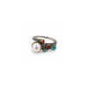 Rings Dual-Tone Polished White Stone Double-Band Ring