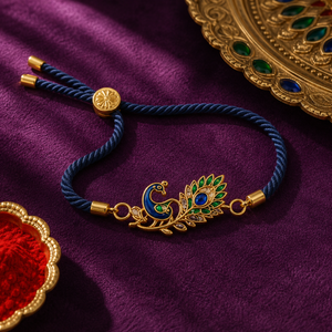 Rakhi Stone-Studded Peacock Royal Motif Floral Rakhi