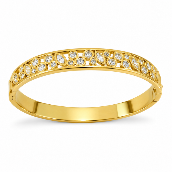 Kadas Gold-Tone Crystal-Studded Slim Kada for Women - House of Viya
