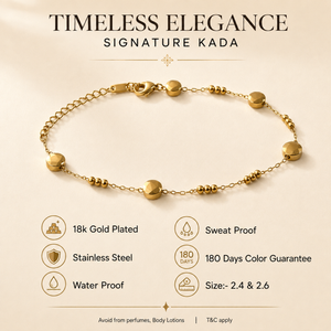 Gold Plated Oval Gold Bead Dual Strand Delicate Chain Bracelet with Lobster Clasp