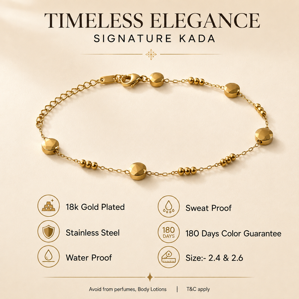 Gold Plated Oval Gold Bead Dual Strand Delicate Chain Bracelet with Lobster Clasp