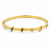 Kadas Gold-Tone Multicolour Stone-Studded Kada with Spaced Crystal Stations - Polished Finish Slim Bracelet