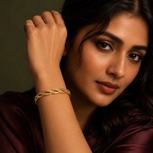 Kadas Gold-Tone Twisted Design Slim Kada for Women