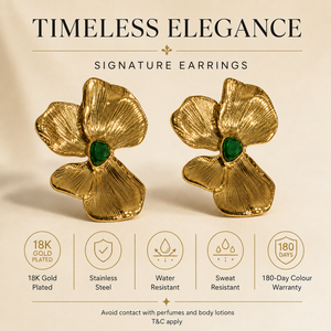 Earrings Gold-Tone Butterfly Motif Green Stone Stud Earrings