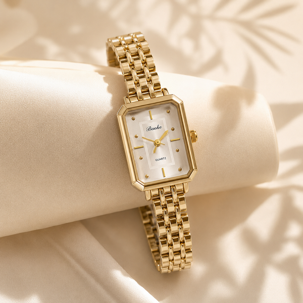 Watches Gold-Tone Rectangular Dial Minimal Chain Bracelet Watch for Women - House of Viya