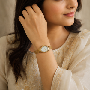 Watches Gold-Tone Barrel Dial Mesh Bracelet Watch for Women