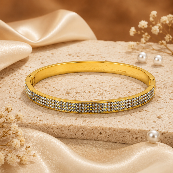 Kadas Gold-Tone Textured Finish Slim Kada for Women - House of Viya
