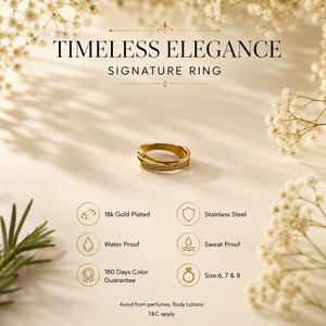 Anti tranish Gold plated 3 line Criss cross with Above 1 line CZ stone Rings for adults - 1PC