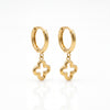18K Gold Plated Clover Charm Hoop Earrings