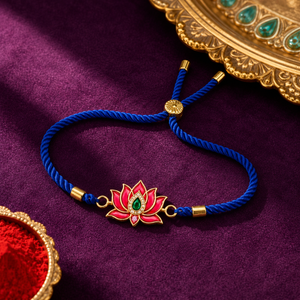 Rakhi Stone-Studded Kamal Lotus Floral Motif Rakhi