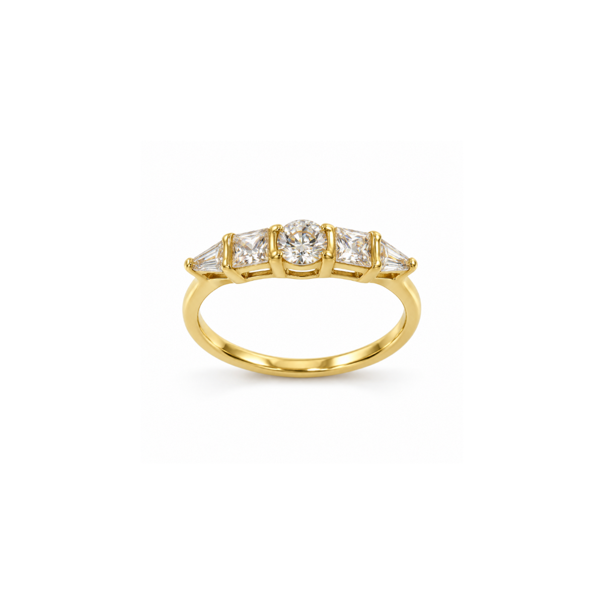 Rings Dual-Tone Polished White Stone Wrap Ring
