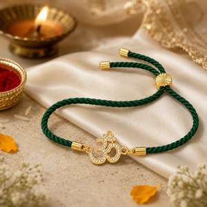 Rakhi Stone-Studded Om CZ Motif Religious Rakhi