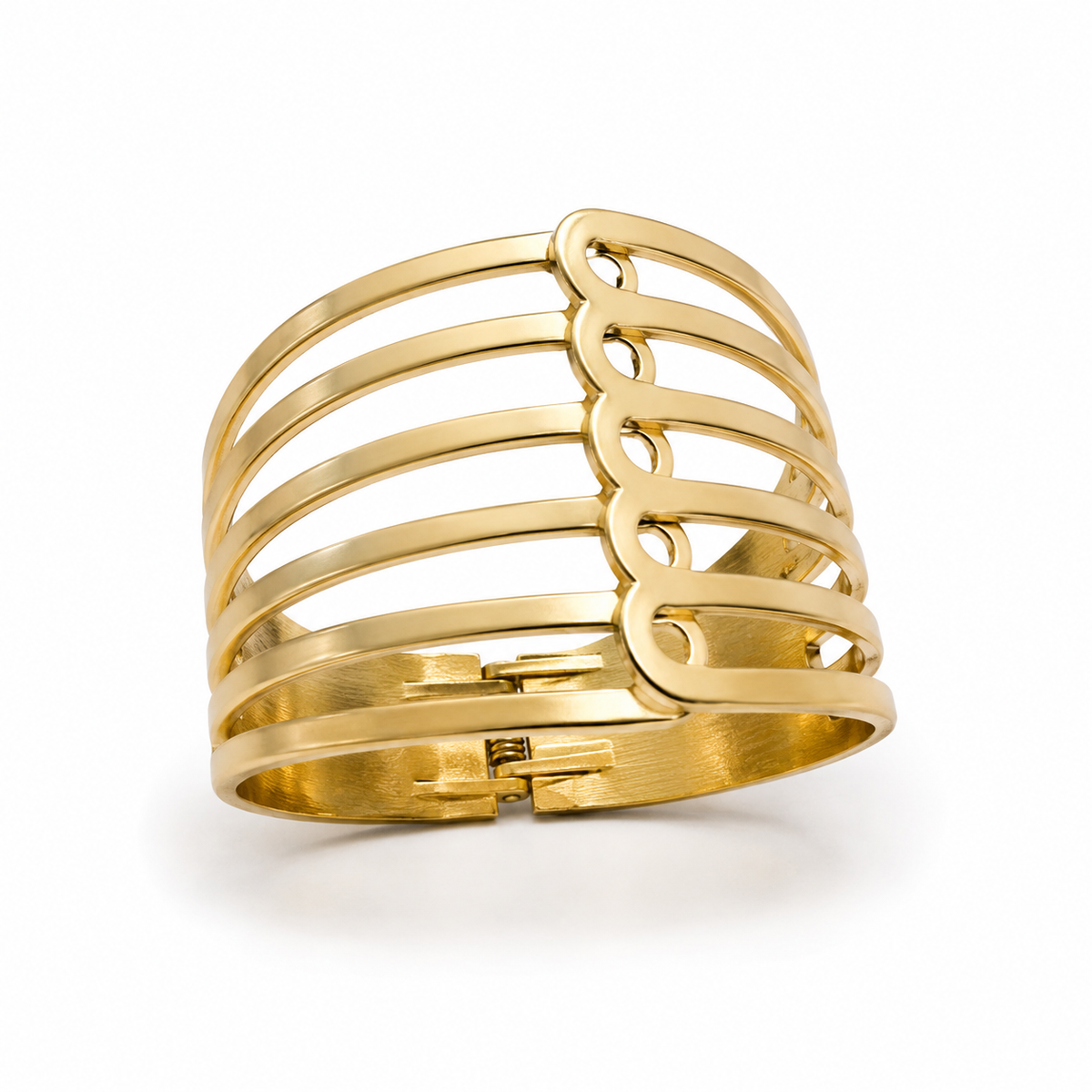 Kadas Gold-Tone Ribbed Broad Kada