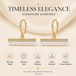 Earrings Gold-Tone Arc Shaped Linear Crystal Earrings - House of Viya