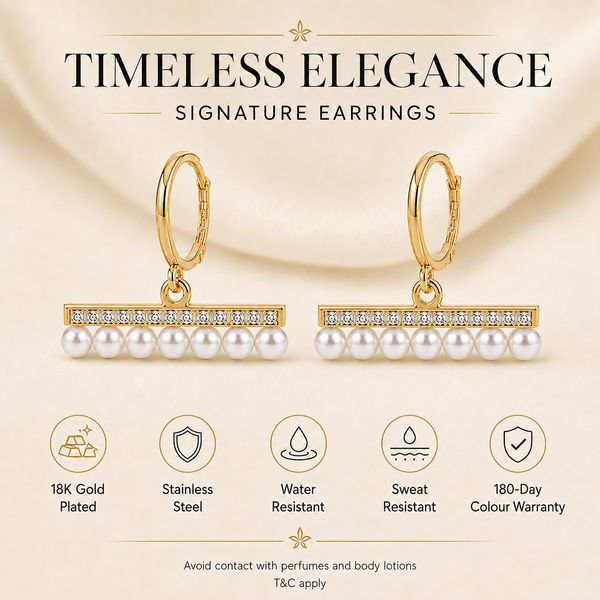 Earrings Gold-Tone Arc Shaped Linear Crystal Earrings - House of Viya