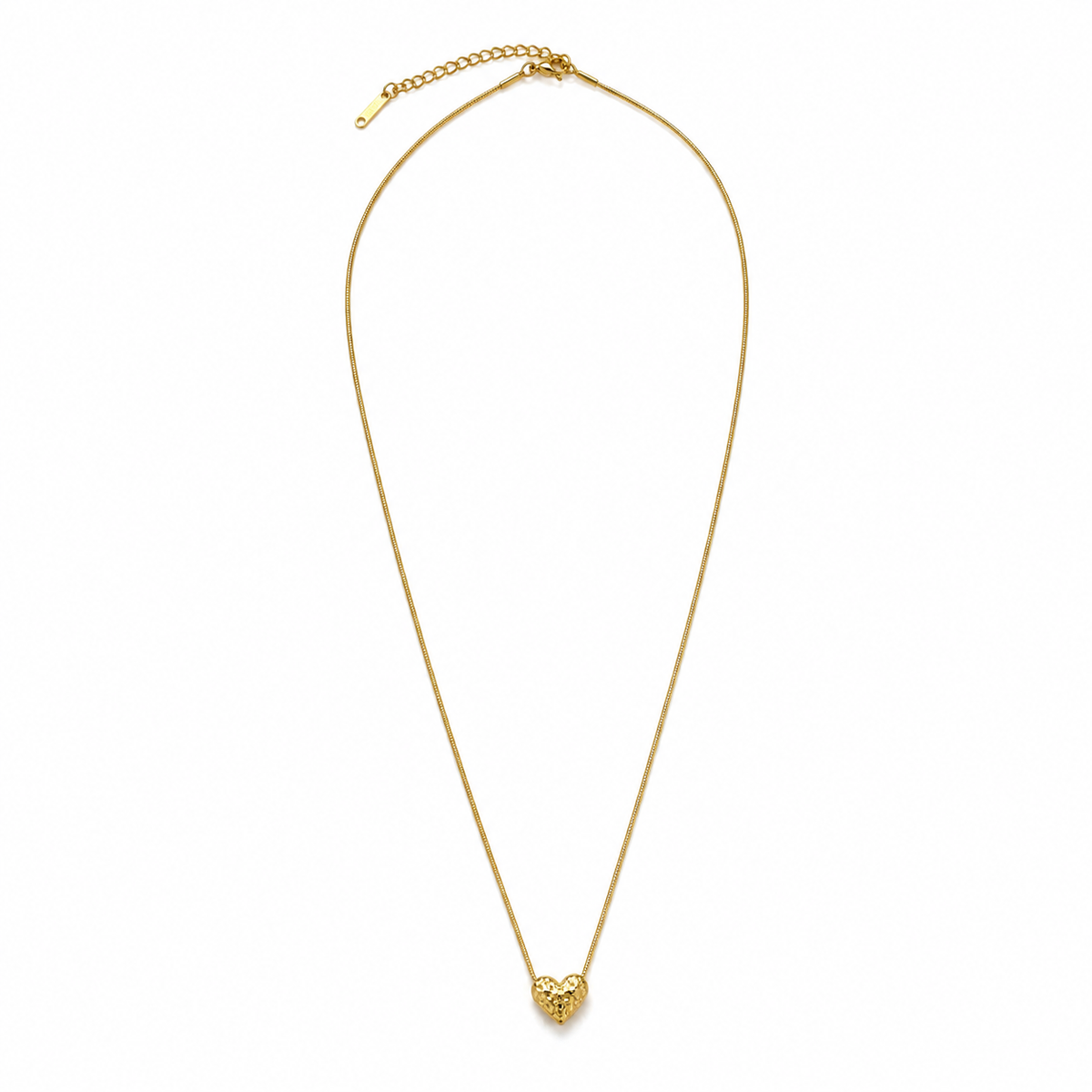 Chain 18K Gold-Plated Fine Chain with Textured Heart Pendant