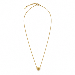 Chain 18K Gold-Plated Fine Chain with Textured Heart Pendant - House of Viya