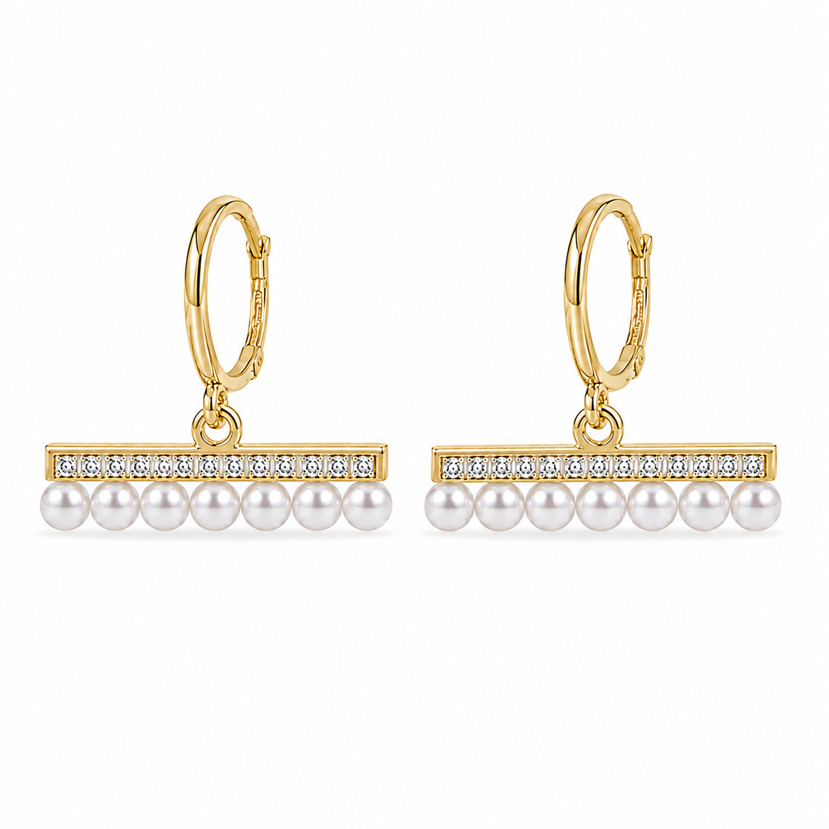 Earrings Gold-Tone Arc Shaped Linear Crystal Earrings