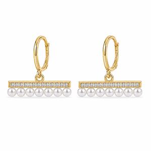 Earrings Gold-Tone Arc Shaped Linear Crystal Earrings - House of Viya