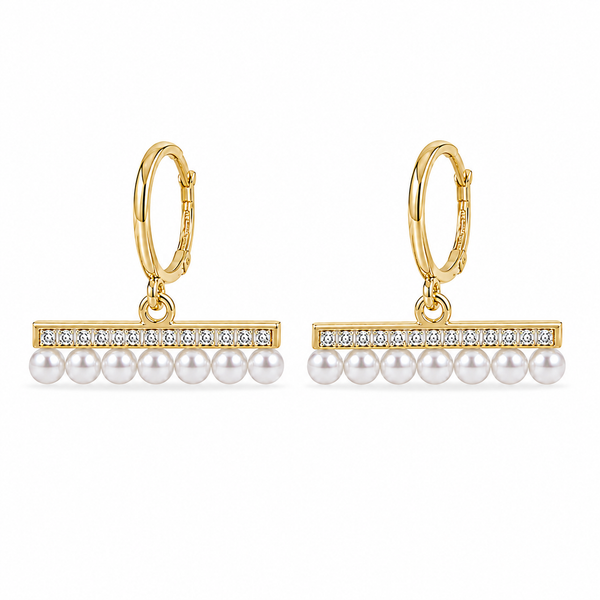 Earrings Gold-Tone Arc Shaped Linear Crystal Earrings - House of Viya