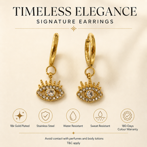 Earrings Gold-Tone Crown Starburst Crystal Hoop Drop Earrings