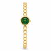 Watches Gold-Tone Green Round Dial Beaded Bracelet Watch for Women