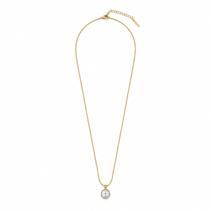 Chain 18K Gold-Plated Fine Chain with Round White Stone Charm - House of Viya