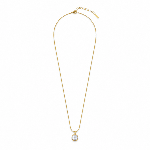 Chain 18K Gold-Plated Fine Chain with Round White Stone Charm - House of Viya