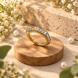 Rings Dual-Tone Polished White Stone Contemporary Cocktail Ring