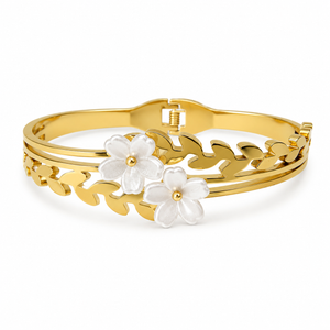 Gold Slim Channel Diamond Row Oval Kada for Women | Delicate Stone Band Stainless Steel Ladies Bangle | Everyday Festive Jewellery