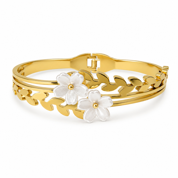 Gold Slim Channel Diamond Row Oval Kada for Women | Delicate Stone Band Stainless Steel Ladies Bangle | Everyday Festive Jewellery - House of Viya