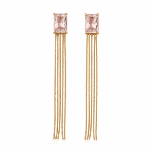 Earrings Gold-Tone Oval Solitaire Crystal Drop Earrings - House of Viya