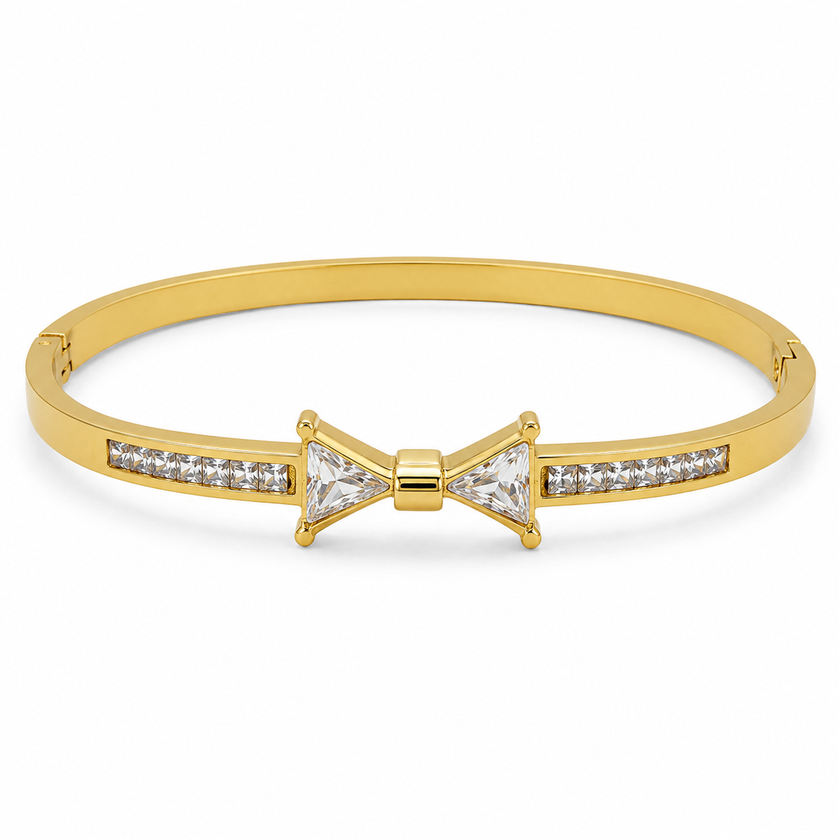 Gold Cluster Diamond Trio Oval Kada for Women | Three Stone Grouping Stainless Steel Ladies Bangle | Statement Festive Jewellery