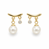 Earrings Gold-Tone White Pearl Dangle Drop Earrings