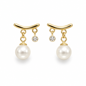 Earrings Gold-Tone White Pearl Dangle Drop Earrings