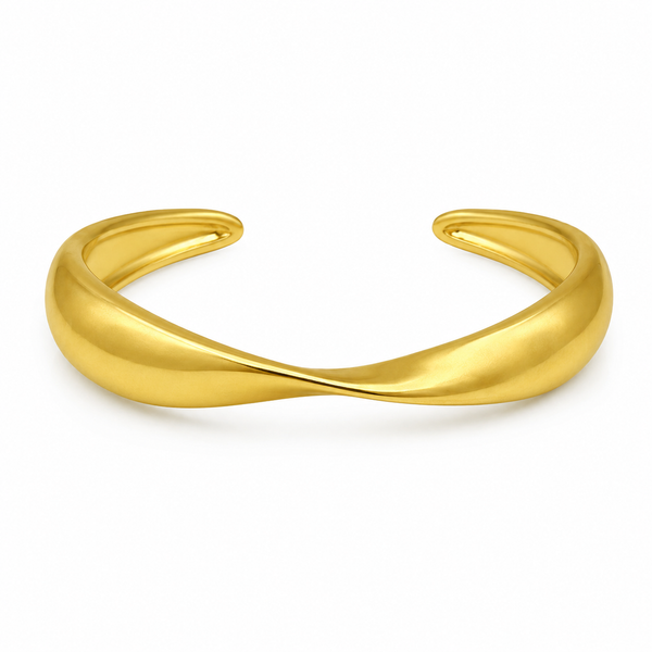 Gold Plain Dome Bubble Open Cuff Kada for Women | Smooth Rounded Taper Stainless Steel Ladies Bangle | Minimalist Everyday Jewellery - House of Viya