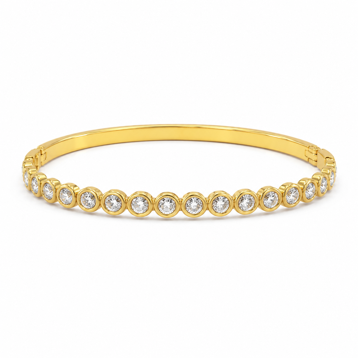 Kadas Gold-Tone Round Crystal-Studded Slim Kada for Women