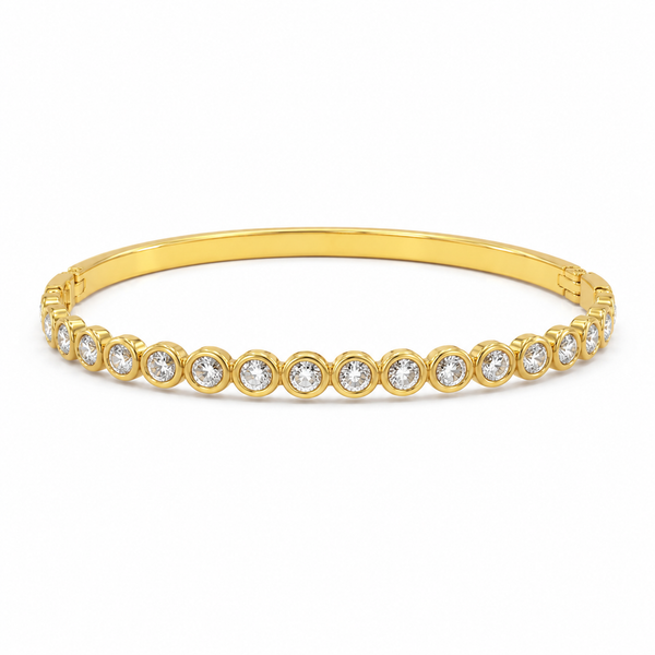 Kadas Gold-Tone Round Crystal-Studded Slim Kada for Women - House of Viya